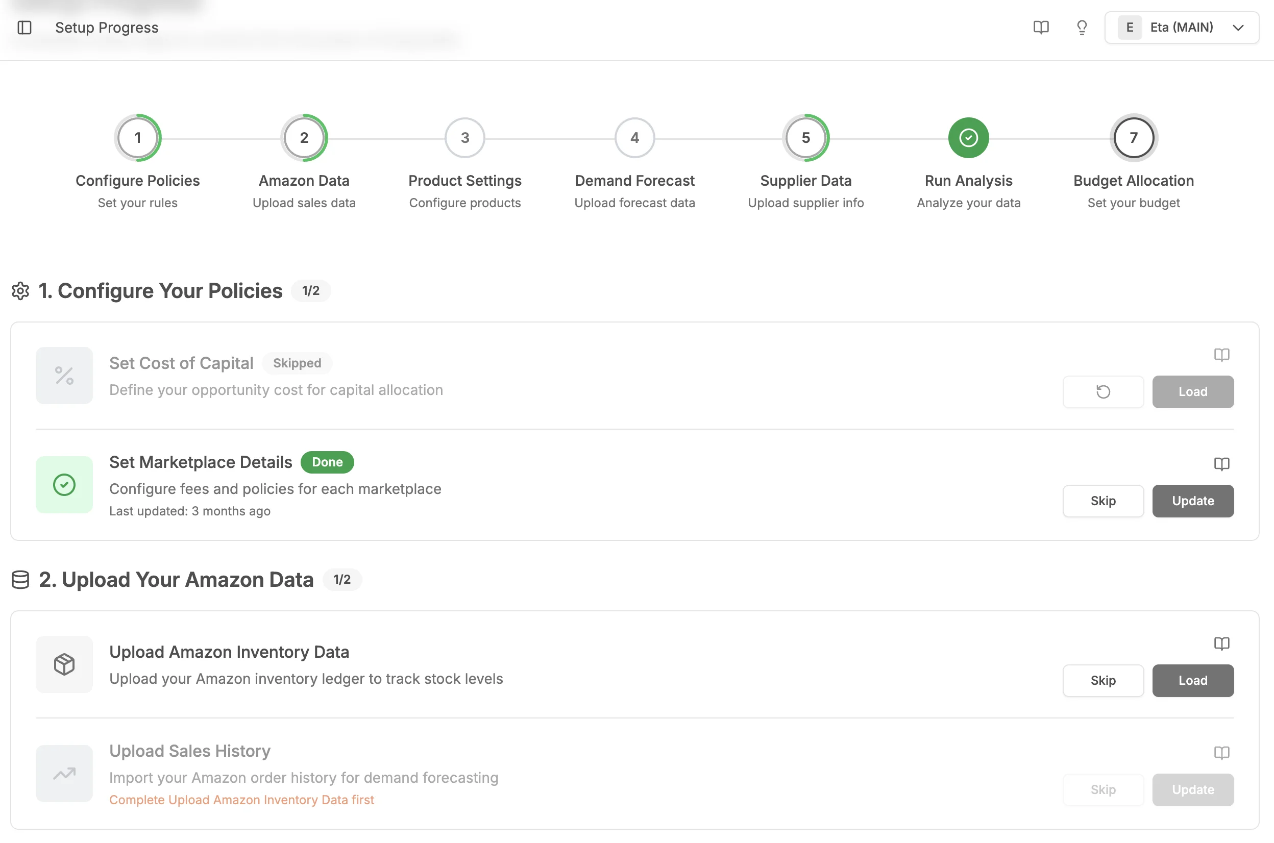 Setup Progress Interface